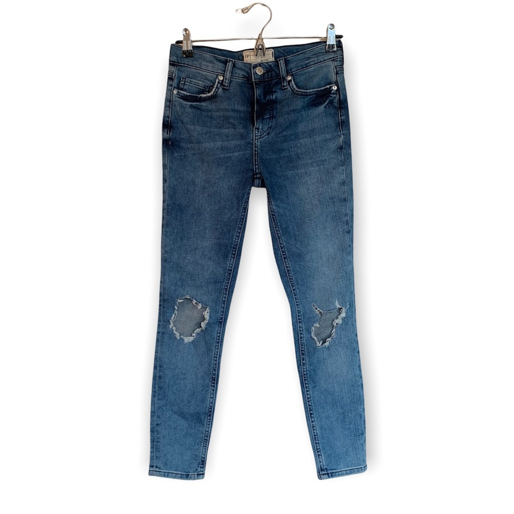 Free People High Waist Busted Knee Skinny Jean SHORT